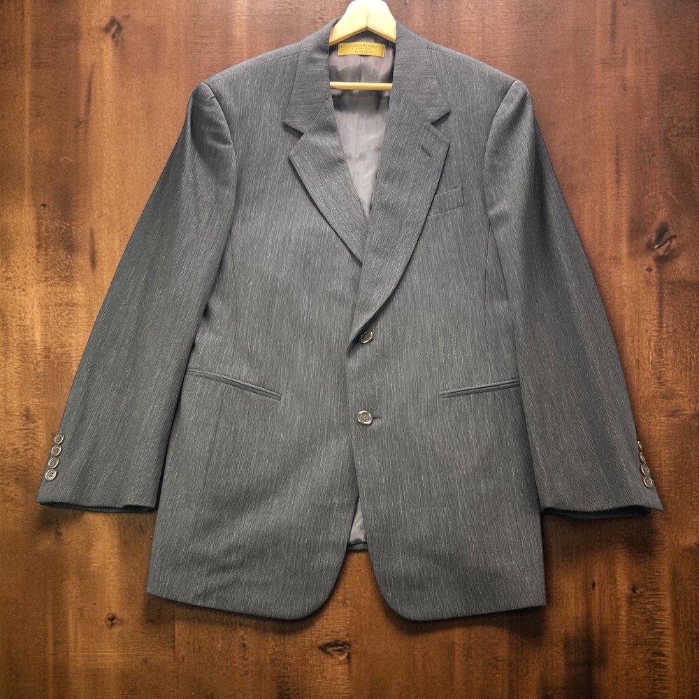 Donna Karan Signature Mens Grey Wool Blend 40R Blazer Sport Coat Made Italy